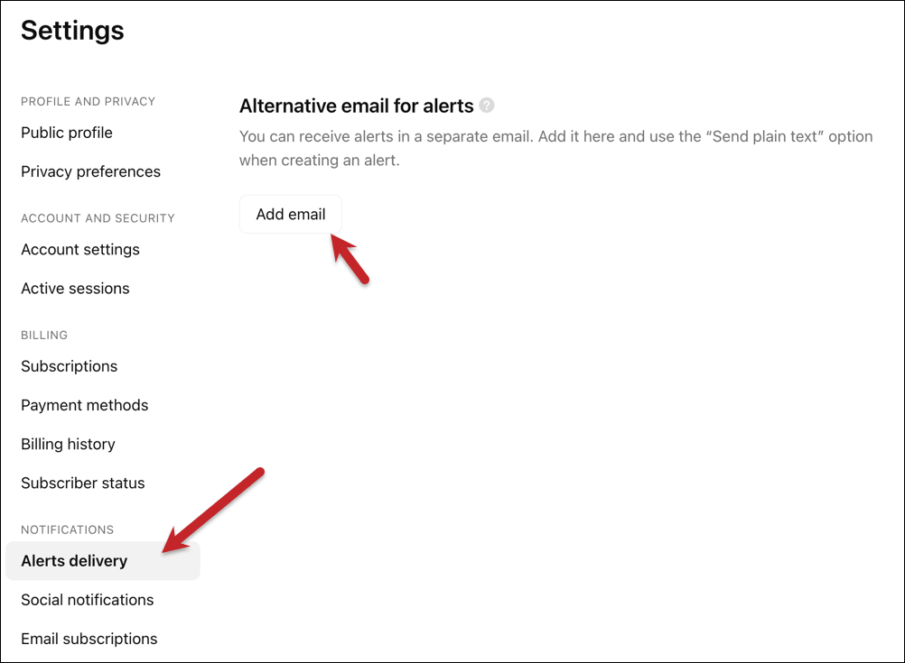 TradingView add email