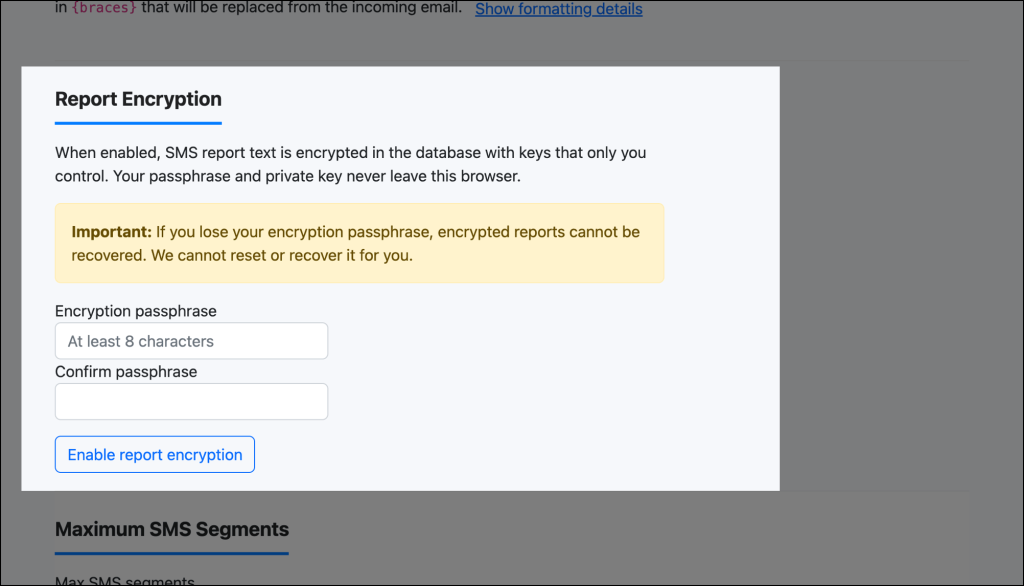 Report Encryption in text.email