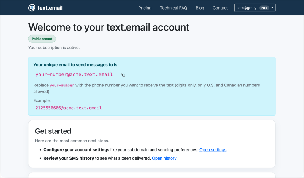 Get your text.email account