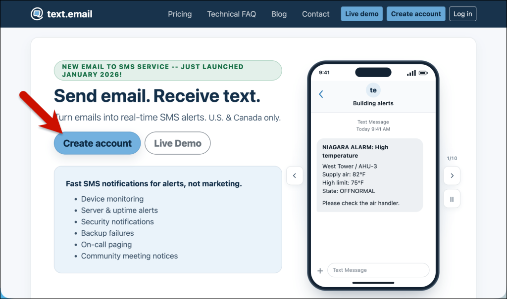 Sign up for text.email